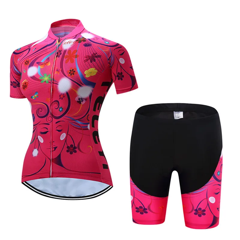 Teleyi Cyling Jersey Set Women Breathable Cycling Clothing Ropa Ciclismo Short Sleeve MTB Bike Jersey Set Bicycle Wear Clothes