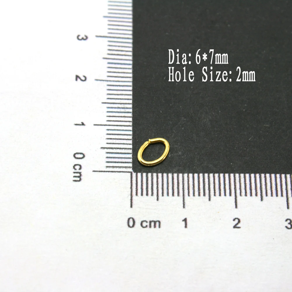 Hot Fashion Approx 200pcs/lot C Shape Oval Shape Open Jump Rings Gold 6*7mm Dia Findings FQA006-19