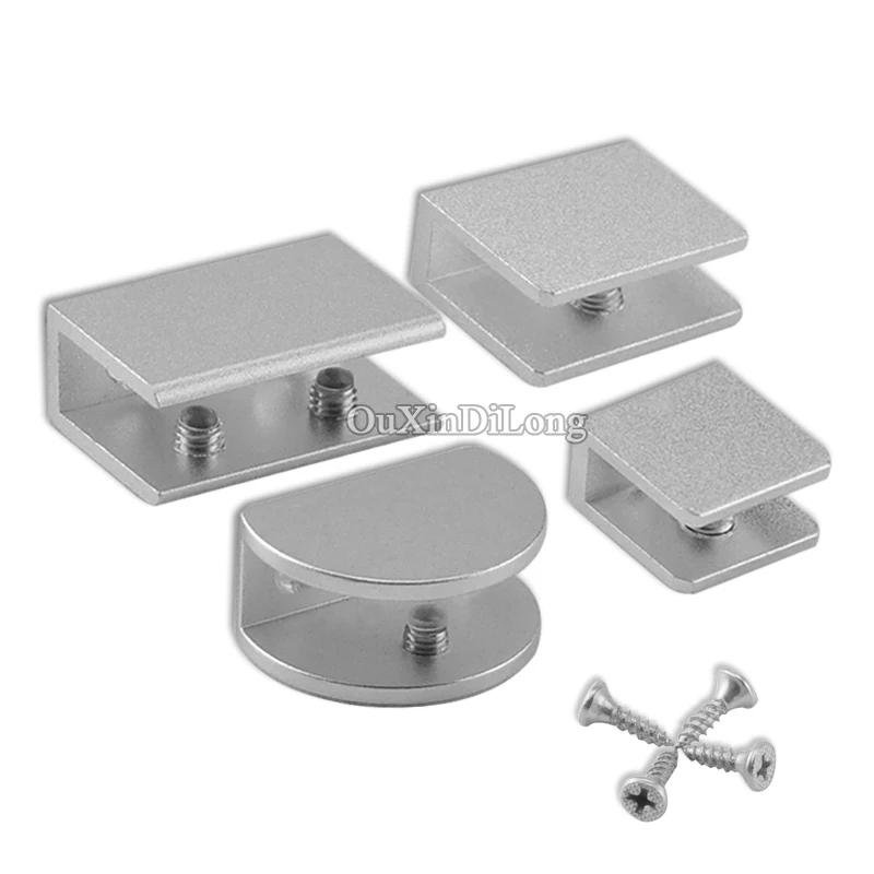 DHL Shipping 500PCS Aluminium Alloy Glass Clamps Clip Glass Shelf Holder Support Brackets Connectors Furniture Hardware 10 Types