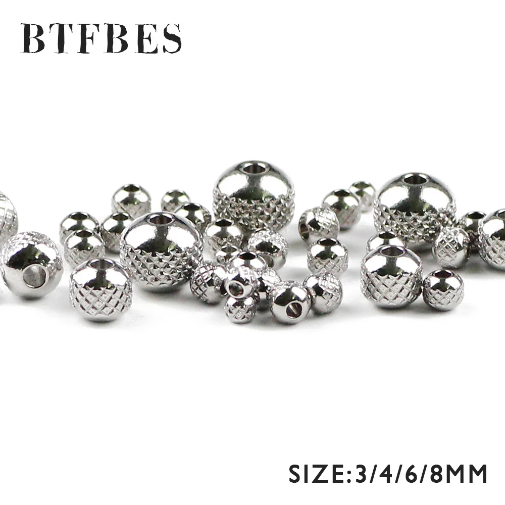 Tire Stainless steel Round Beads 3 4 6 8mm Charm Spacer Loose beads for Jewelry Bracelets Making DIY metal Accessories Findings