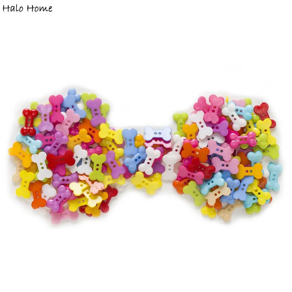 100 Pcs Colorfull Bone Shape Sewing Scrapbooking Acrylic Buttons Decorative Card Making Clothing DIY Home Decorative 18x10mm
