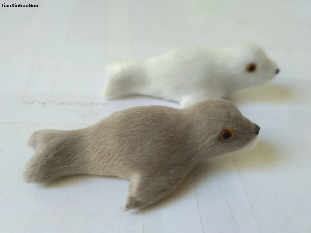 simulation seal hard model prop mini 10x5cm polyethylene&furs handicraft decoration gift s1606