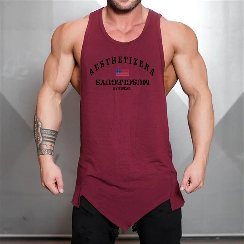 Muscleguys Brand fashion fitness sleeveless shirts cotton tank top men Bodybuilding shirt mens singlet workout clothing gym vest