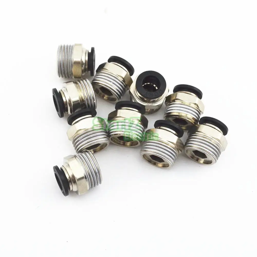 10PcsHigh quality 12mm to 1/2'' Thread Male Straight Pneumatic Tube Push In Quick Connect Fittings Pipe