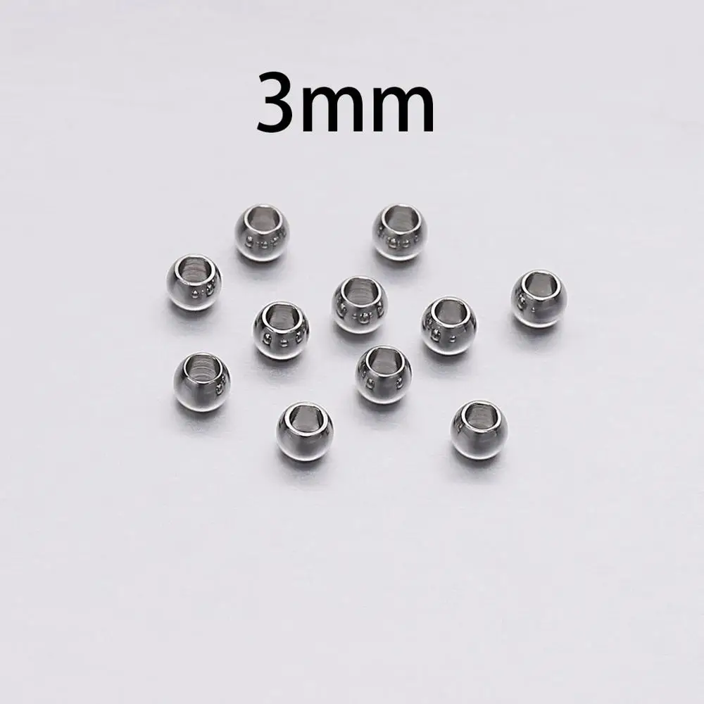 30-100pcs Round Seed Beads Stainless steel Loose Spacer Beads For Jewelry Making Bracelet Big Hole Beads Findings Supplies image 6