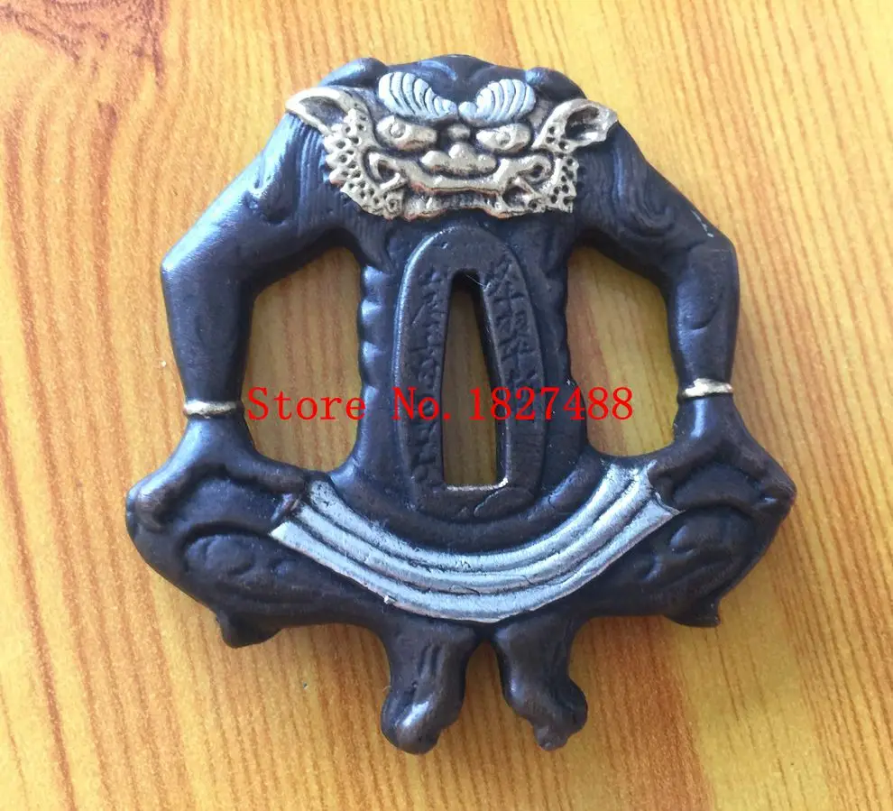 A Set Japanese Samurai Sword Tsuba Set Fuchi Kashira Menuki Monster Design Metal Copper Katana Fittings Handmade