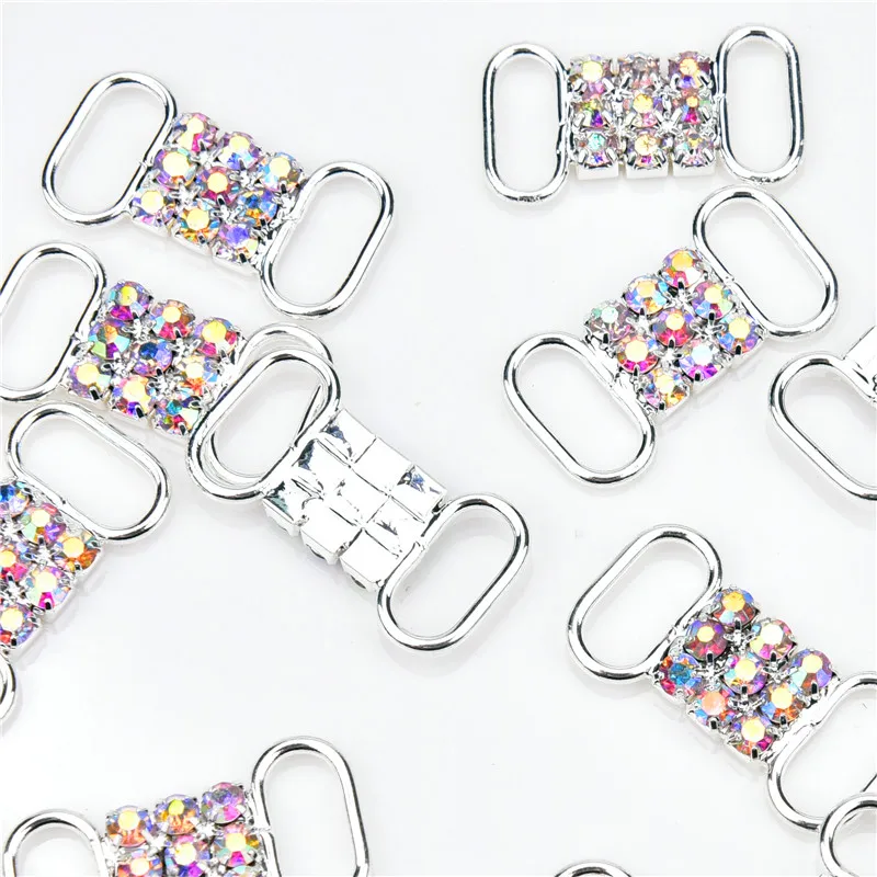 300Pcs/Lot  High Quality Ab Rhinestone Crystal Connectors Buckle Diamond Clasps Metal Chain Clothing Jeans Diy Decoration Button