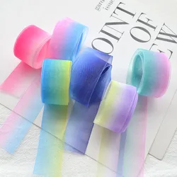 25 millimetri Gradiente Arcobaleno Organza Del Nastro Materiali Realizzati A Mano di Nozze Regalo Del Partito Wrap Forniture FAI DA TE Accessori Dell'arco Dei Capelli (1 metri/lotto)