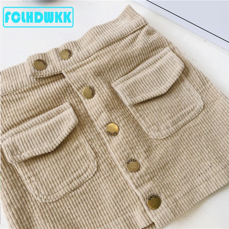 FCLHDWKK Girls Skirts For Kids 2019 Winter Autumn New Arrival Children Clothes Kids Corduroy Skirts Baby little Girl Skirts 1-7Y