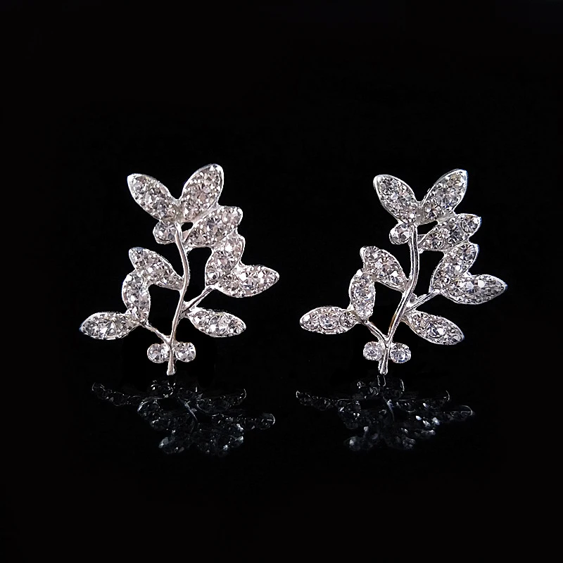 2018New 100Pcs Rhinestones Branch Leaves Button for DIY Bridal Hair Accessories and Wedding Clothes Decoration HZ454