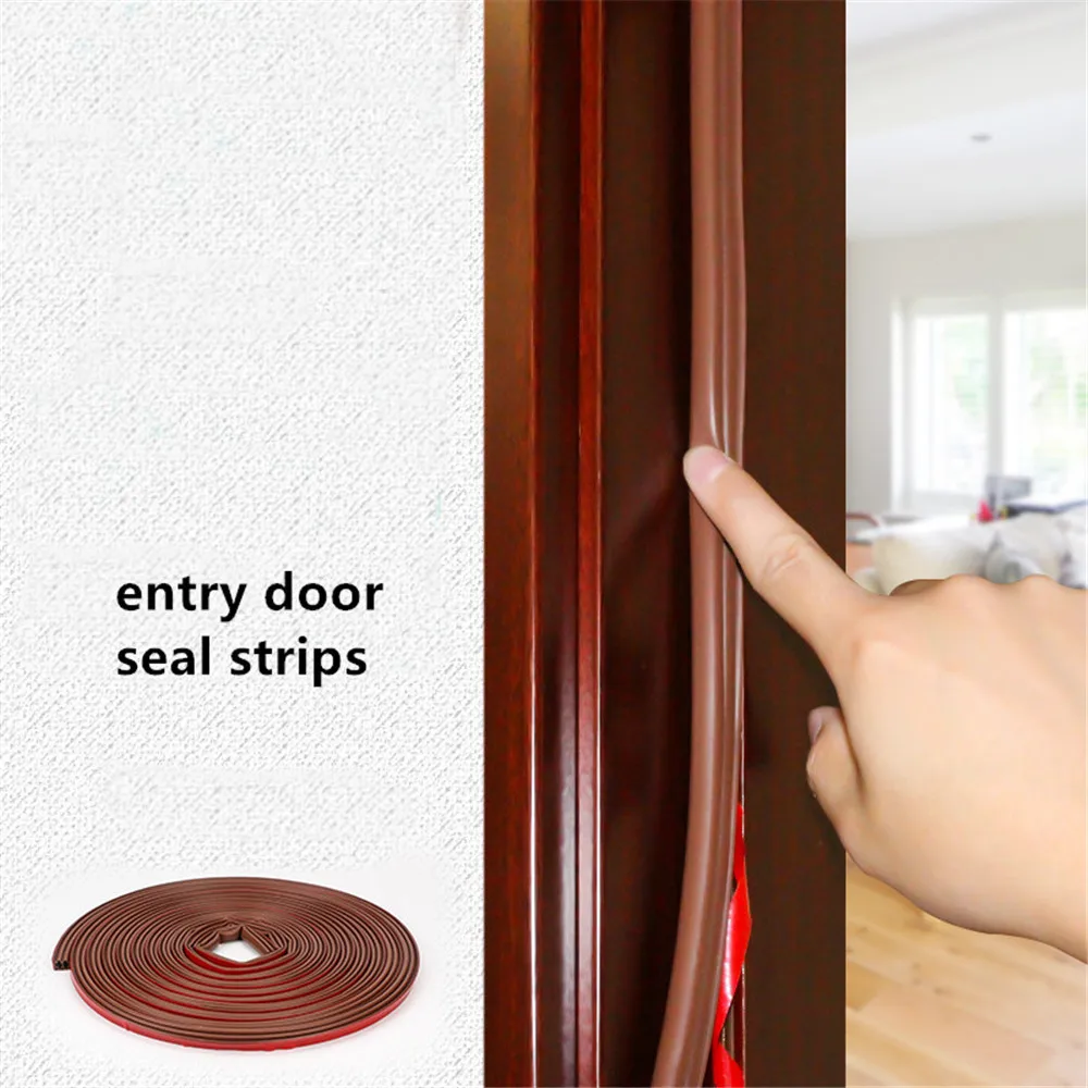 Self-adhesive Gasket for Security Door, Airtight Weatherstrip,6 Meters,Waterproof, Dustproof, Soundproof,Brown White Black image 4