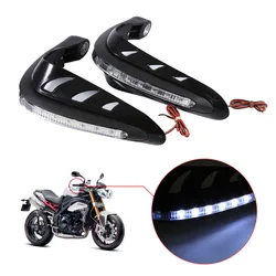 1 Pair Universal Motorcycle Handguards Motocross Hand Guards Handlebar Protector With LED Turn Signals Light For Dirtbike MX ATV