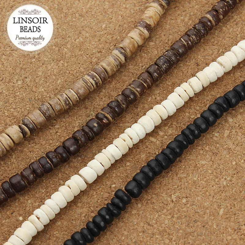 5/8/10mm Oblate Natural Wood Beads For Jewelry Making Flat Round Wooden Space Prayer Beads Tire Ball String Necklace Bracelet