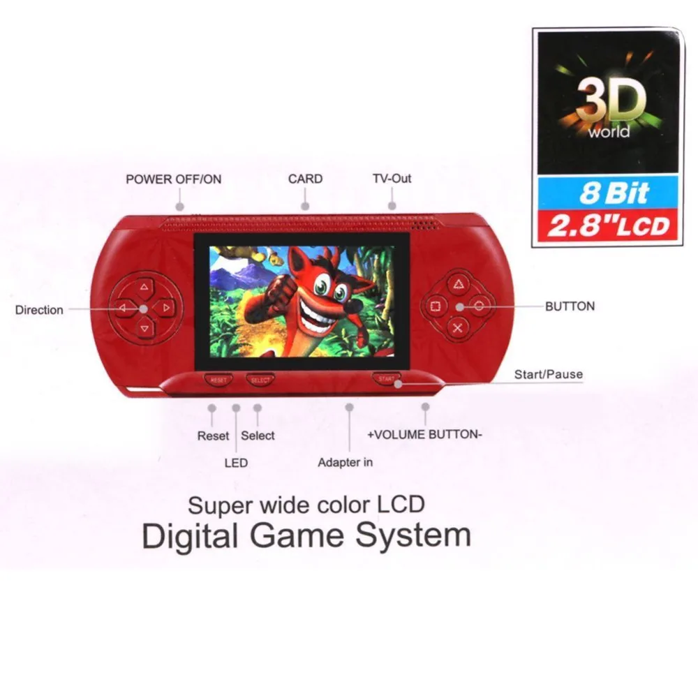 PVP3000 يده لعبة لاعب المدمج في 89 ألعاب الفيديو المحمولة 2.8 ''LCD يده لاعب للأسرة لعبة فيديو صغيرة وحدة التحكم