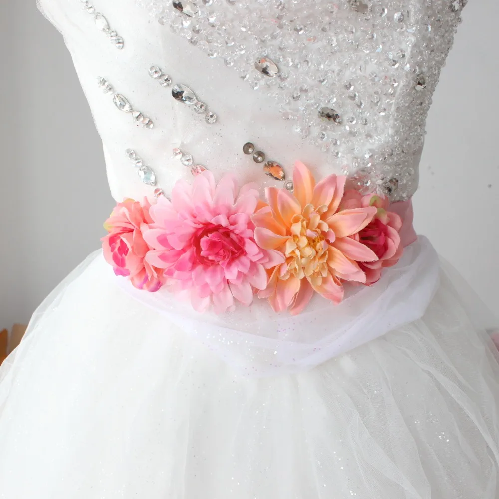 

Beach Flower Sash for Bridal wedding with Artificial Floral sash belt female belt