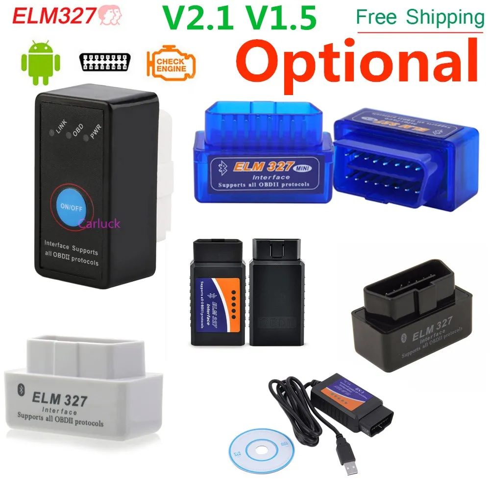 Optional mini elm327 v1.5 Bluetooth ELM 327 OBD2 OBD ii Car Code Reader Scanner Switch Works on Android Best obd elm327 v1.5