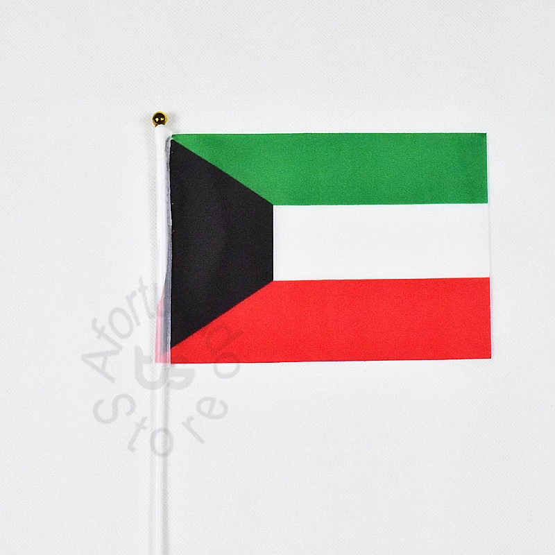 Kuwait  14*21cm 10pieces flag banner  Hand waving Flag  National Flag for meet,Parade,party.Hanging,decoration