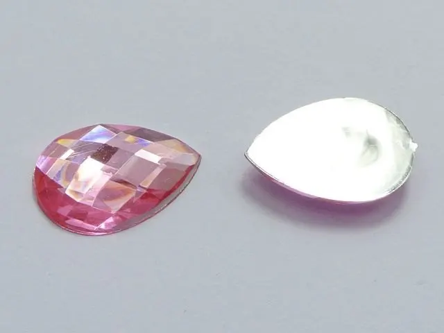 

100 Pink Flatback Acrylic Rhinestone TearDrop Gem Beads 13X18mm No Hole