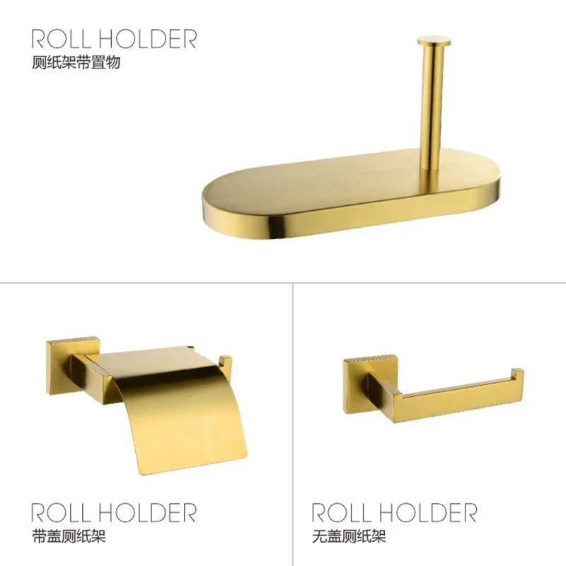 

MTTUZK матовый золотой комплект оборудования для ванной комнаты, нержавеющая сталь 304, полка для полотенец, держатель для бумаги, крючки, вешалка для полотенец, аксессуары для ванной комнаты