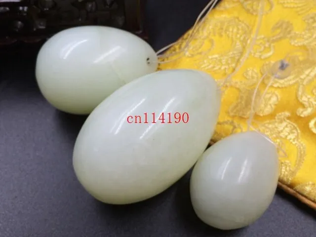 3PCS Drilled natural jade eggs massage yoni eggs For Face Body Massage kegel exercise