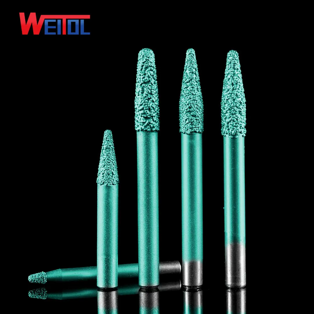 Weitol 6/8/10mm shank Brazing stone engraving bits marble carving tools CNC router bits for granite