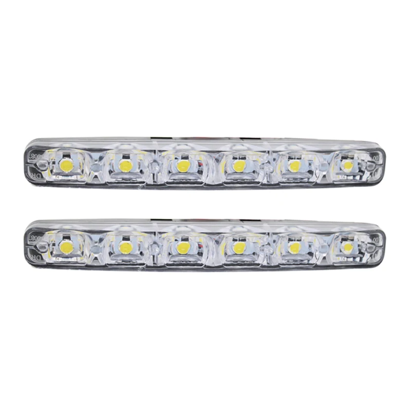 

2Pcs/set LED DRL Car Styling External Lights Warning Driving Fog Lamp Auto LED Daytime Running Light 6 LED High Bright