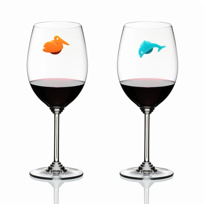 12pcs Suction Cup Silicone Sea Fishes Animals wine charms glass markers