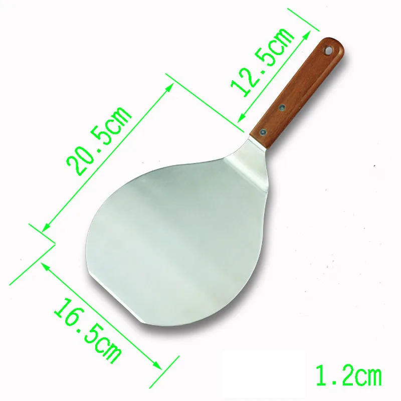 50pcs Wood Handle Stainless Steel Cake Lifter Pizza Server Cookie Spatula Big Pizza Shovel Baking Tool Accessories ZA4901