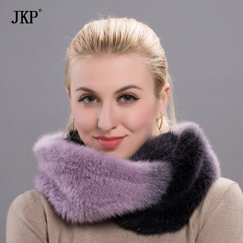 JKP Winter fur scarves for women real mink fur thick warm scarf fashion fur scarf