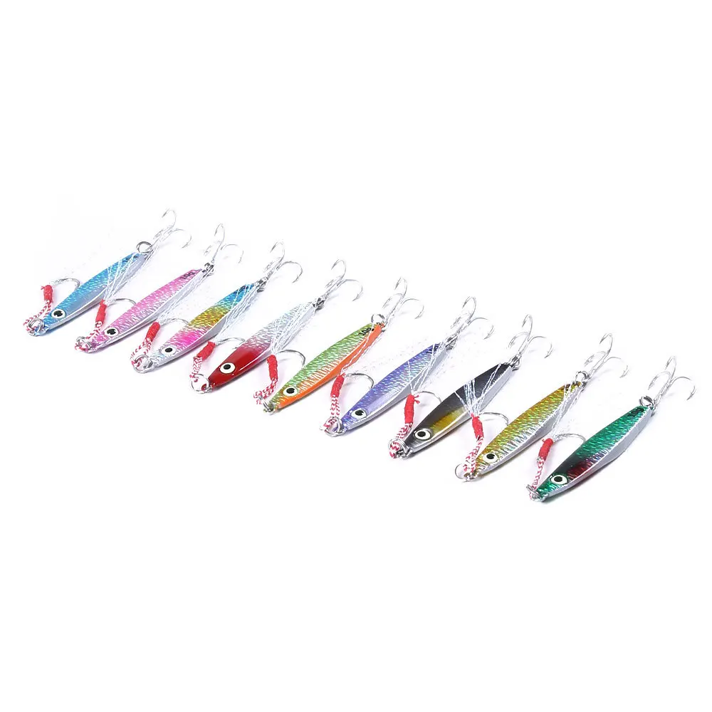 9Pcs New Metal Cast Jig Spoon Fishing Lure Lead Fish lure Hard Artificial Bait 3D Eyes Shore Casting Jigging 5 weight