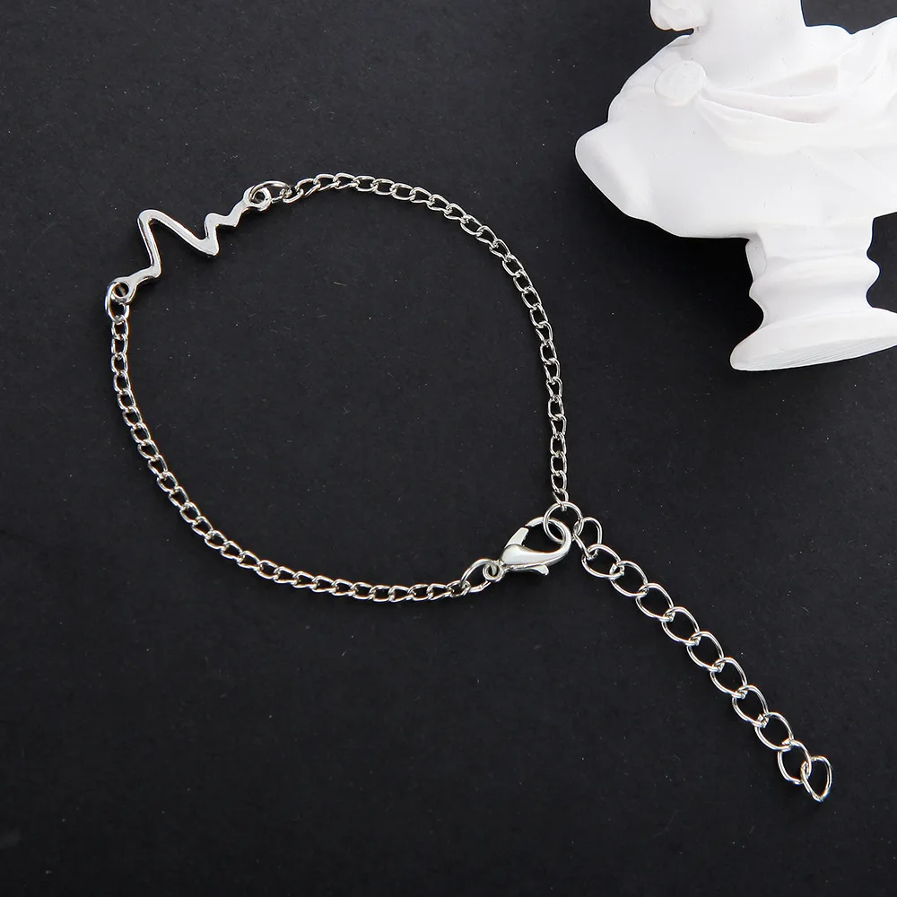 Ecg Punk 2020 New Fashion Bracelet Simple Personality Design Lightning Heart Beat Frequency Couple Wholesale Sales Bracelet