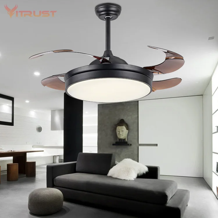 

Dimmable Ceiling Fans with Lights and Modern Invisible Retractable LED Chandelier Fan Light 36/42 inches with Remote control.