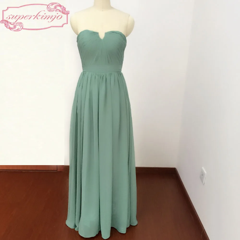 

Newest Bridesmaid Dress Sweetheart Neckline Pleats Chiffon A Line Sage Maid Of Honor Dresses Real Picture