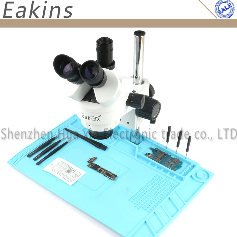 3.5X-90X Simul-Focus Continuous Zoom Trinocular Stereo Microscope Trinocular Visual Big Floor+Insulation Mat Calibration Ruler