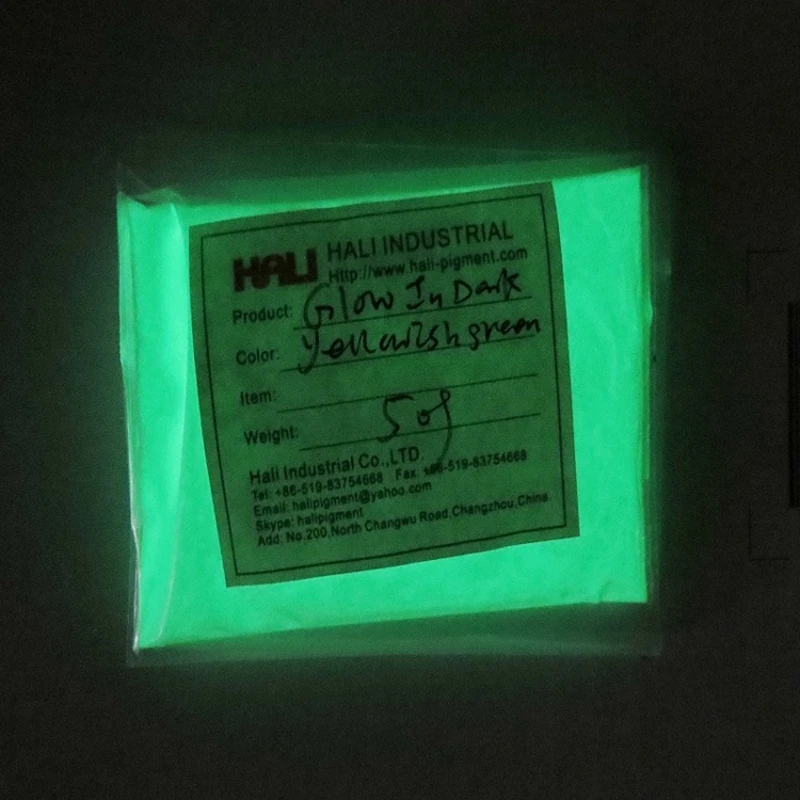 Leuchtpigment Nachtleuchtpulver Artikel: HLD525 Leuchtfarbe: Gelbgrün Nettogewicht: 50 Gramm – Detail 2