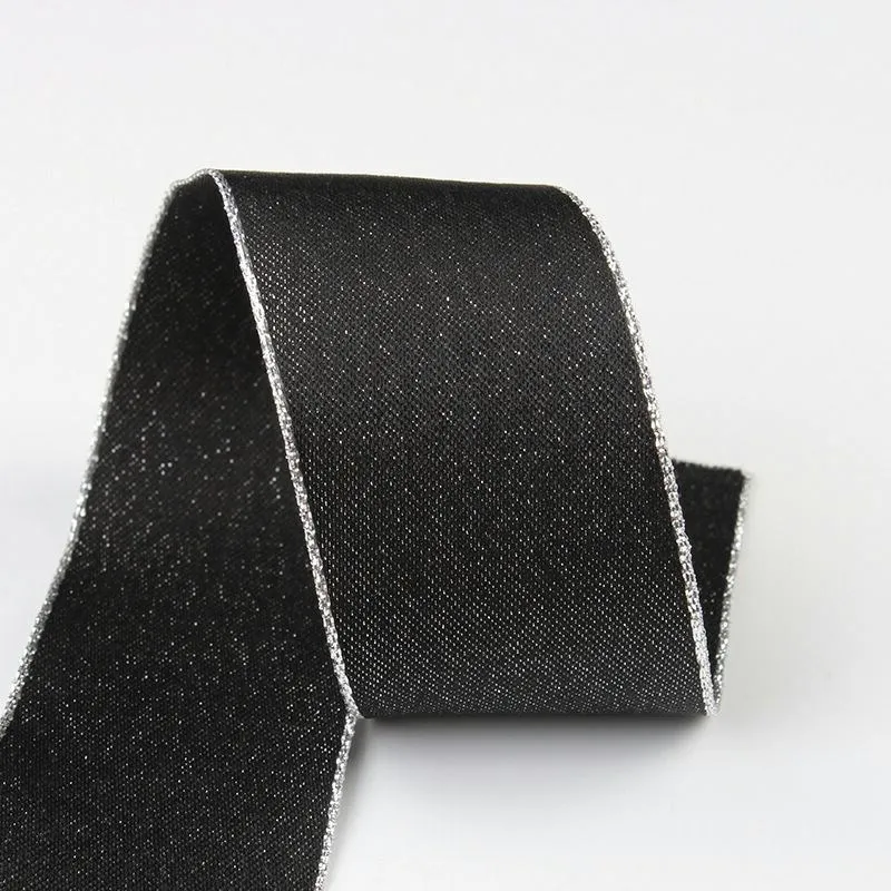 10 Yards 10MM 25MM 38MM Double Face Silver Wire Trimmed Ribbon DIY Gift Wrapping Handmade Materials New Year Wedding Decoration