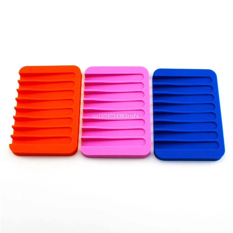 200pcs Silicone Soap Box Kitchen Bathroom Flexible Soap Dish Plate Holder Tray Wholesale