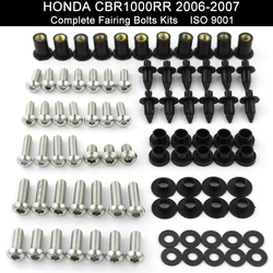 Passend für Honda CBR1000RR CBR 1000RR 2006 2007. Motorrad-Komplett-Vollverkleidungsschrauben-Set, Karosserieschrauben, Edelstahl-Geschwindigkeitsmuttern