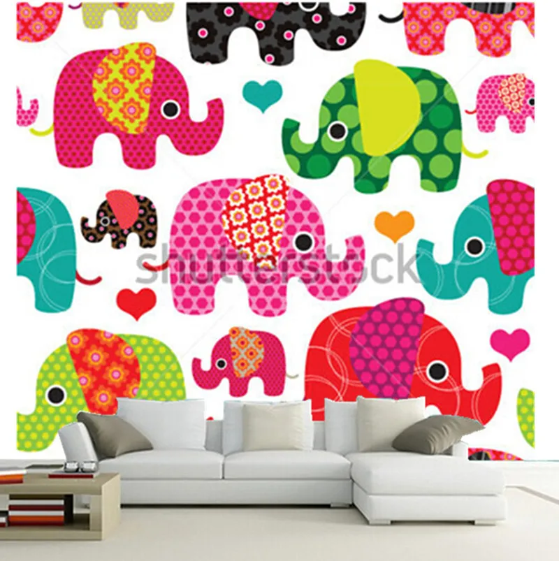 

The custom 3D murals,lovely cartoon elephant kids pattern wallpaper background ,living room sofa TV wall bedroom wall paper