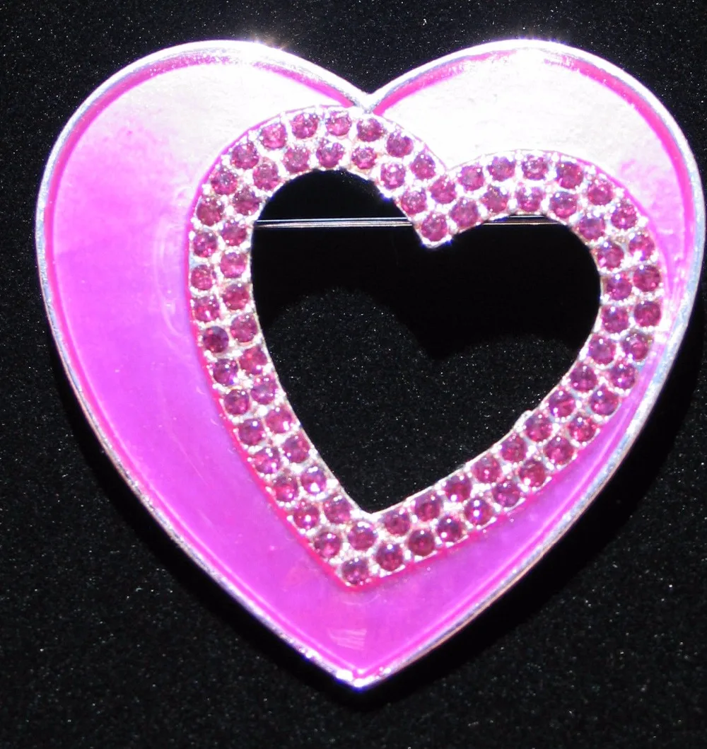 

1.75inch PINK RHINESTONE HAPPY VALENTINES DAY HEART LOVE PIN BROOCH JEWELRY