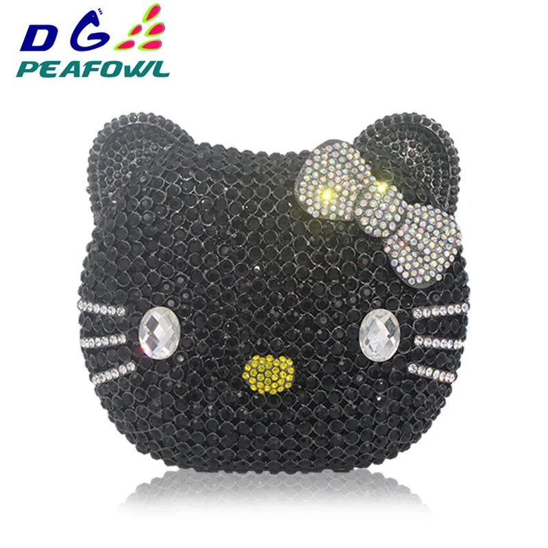 Cartoon Cat Face evening bag cartoon girl Handbags animal crystal Clutch bag diamond party Purse ladies prom Shoulder bag