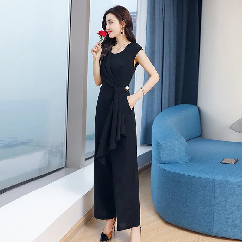 หญิง Jumpsuit 2019 ฤดูร้อนใหม่ไม่สม่ำเสมอคนดัง Jumpsuit Nordic Way Solid สี Ol Elegant Jumpsuits สำหรับผู้หญิง 2019 DD2076