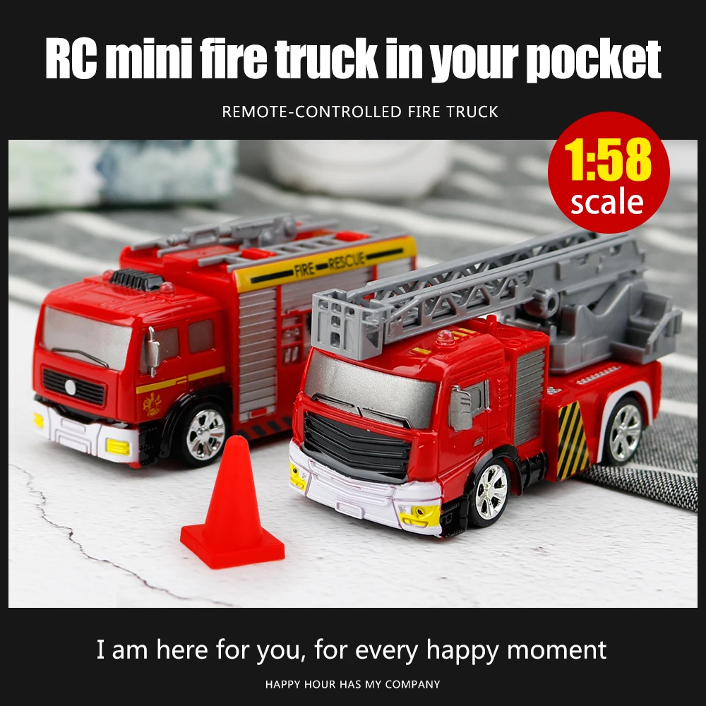 Simulation Toy mini Fire Truck With LED Lights Boy Toy Remote Education Electric Toy With PVC Cylinder Remote Control Car