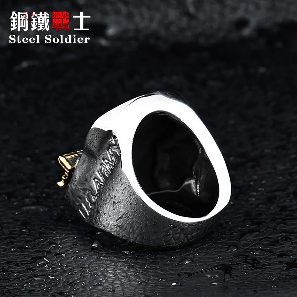 steel soldier 316l stainless steel men American the airborne screaming eagles ring personality punk jewelry as gift to bf