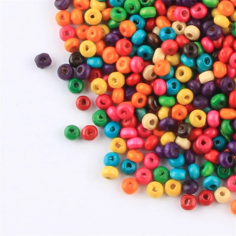 4mm Wooden Beads 1000Pcs Multicolor Mixed Round Wood Spacer Beads for Jewelry Making Necklace Bracelet Keychain Accessorie