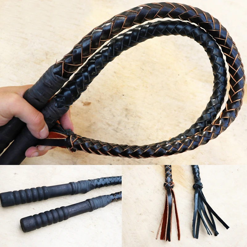 Fruste da equitazione intrecciate fatte a mano da 70 cm e 80 cm per allenamento da corsa all'aperto per cavalli Frusta da cavallo in pelle di vacchetta Attrezzatura equestre