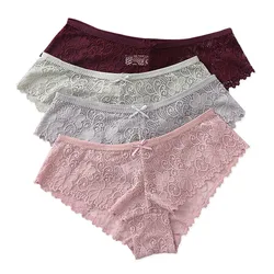 Sexy Spitze Höschen Für Frauen Unterwäsche Mode Cozy Dessous Atem-in der lage Briefs Baumwolle low-Rise Höschen Weibliche Unterwäsche dame Neue