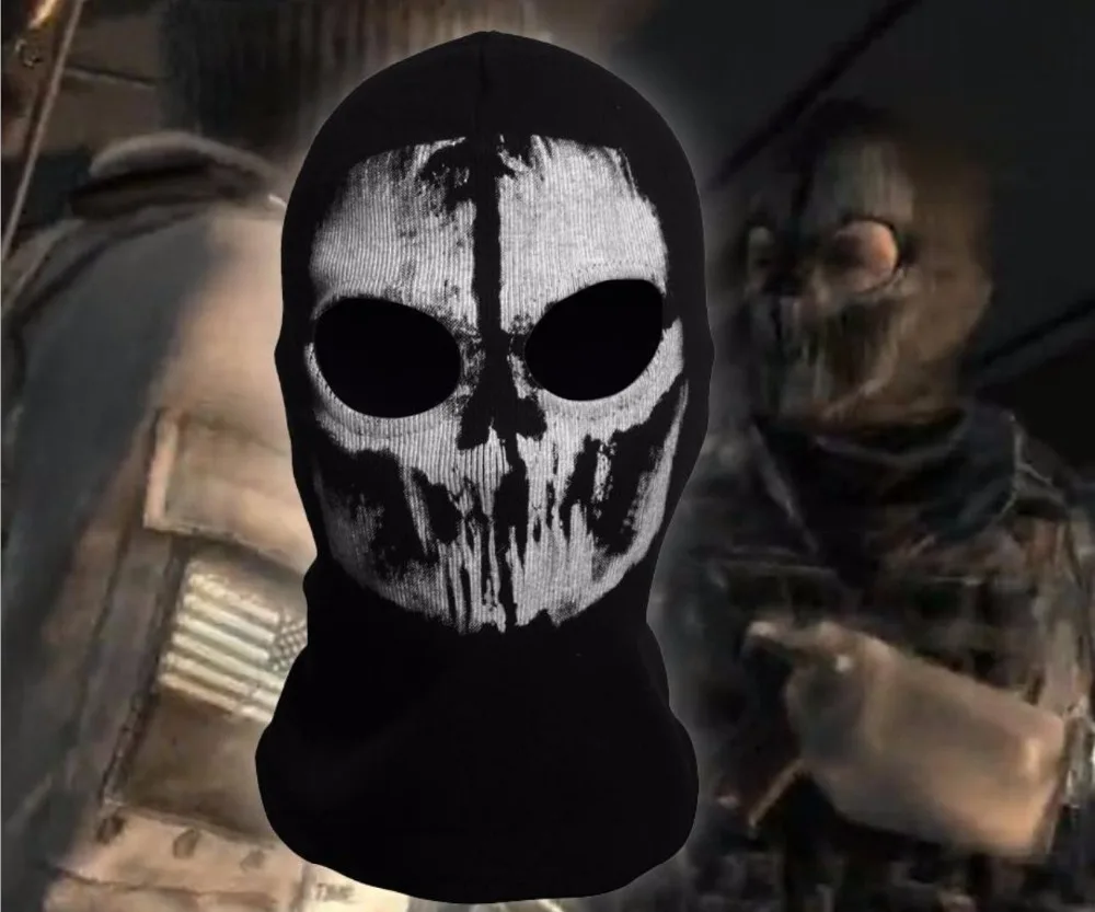 SzBlaZe Marke COD Geister Druck Baumwolle Strumpf Balaclava Maske Skullies Mützen Für Halloween Krieg Spiel Cosplay CS player Kopfbedeckungen