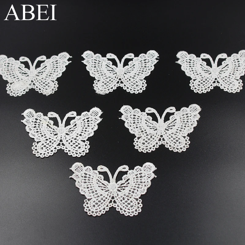 10pcs Embroidery White Butterfly Appliques for Wedding Party Dress Decoration Sewing Fabric Patch DIY Patchwork Craft