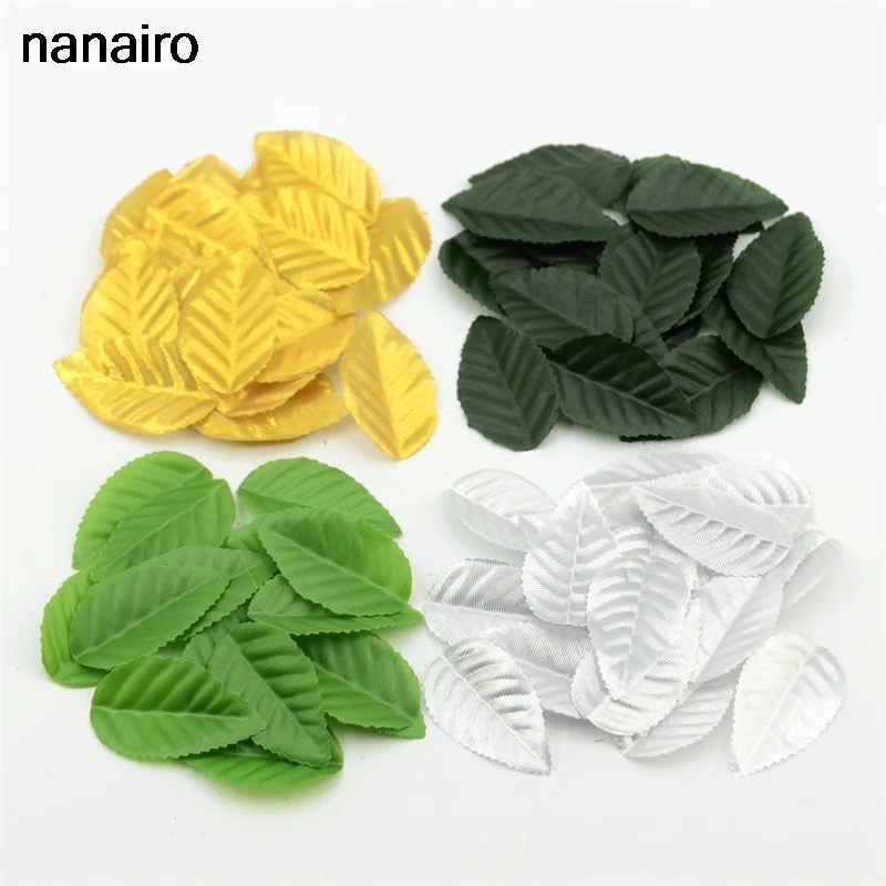 4 Color 200pcs Artificial Silk  Leaves Flower Leaves Nylon Stocking Flower Party Wedding decoration Scrapbooking Craft Wreath